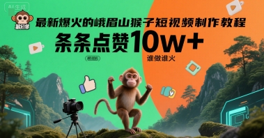 最新爆火的峨眉山猴子短视频制作教程，条条点赞10w+，谁做谁火【教程+提示词】-网创教程