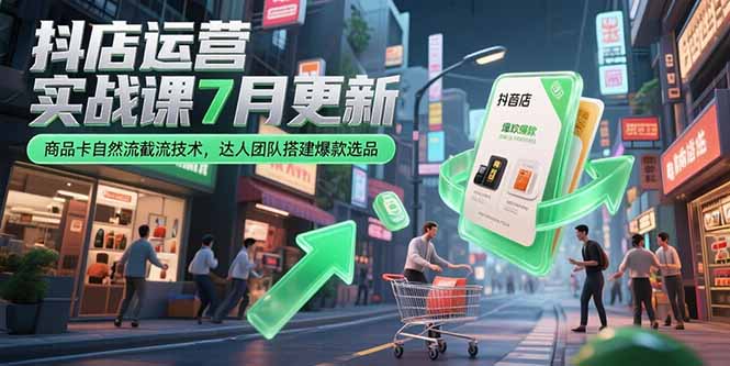 抖店运营实战课7月更新，商品卡自然流截流技术，达人团队搭建爆款选品-网创教程