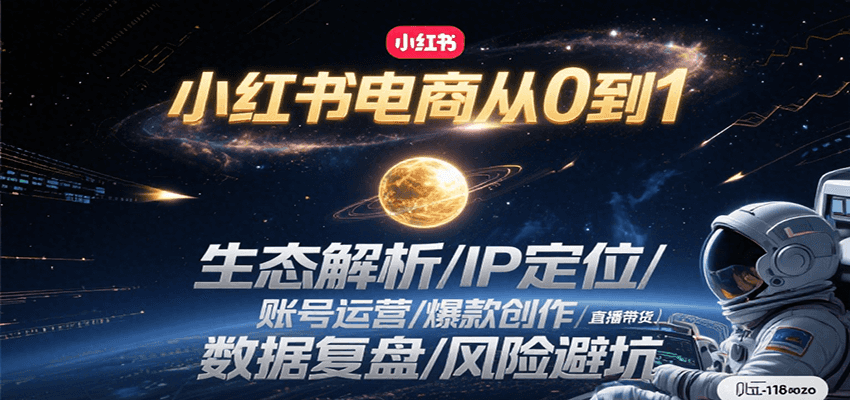 小红书电商从0到1：生态解析/IP定位/ 账号运营/爆款创作/直播带货/数据复盘/风险避坑-网创教程