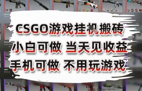 CSGO游戏挂G搬砖，小白纯手机即可操作，不用电脑打游戏，日入3张+，副业网创项目【揭秘】-网创教程