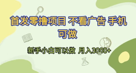 首发零撸项目 不看广告 手机可做 新手小白可以做  月入3k+【揭秘】-网创教程