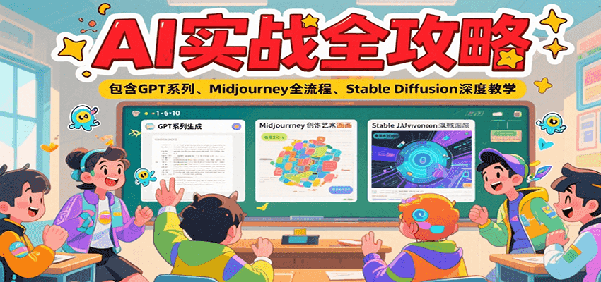 AI实战全攻略，包含GPT系列、Midjourney全流程、Stable Diffusion深度教学-网创教程