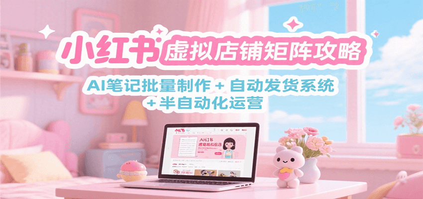 小红书虚拟店铺矩阵攻略：AI笔记批量制作 + 自动发货系统 + 半自动化运营-网创教程