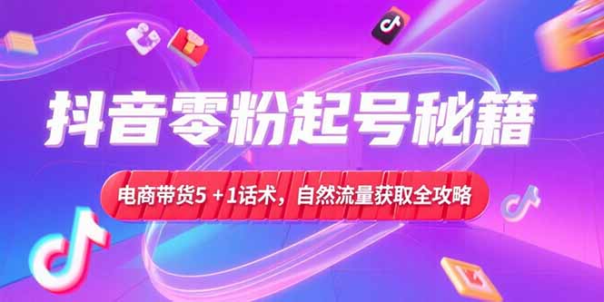 抖音零粉起号秘籍，电商带货5+1话术，自然流量获取实操流程-网创教程