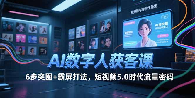 AI数字人获客课，6步突围+霸屏打法，短视频5.0时代流量密码-网创教程