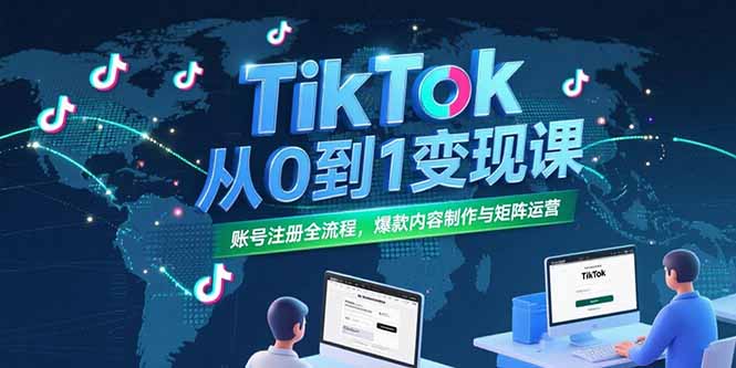 TikTok从0到1变现课，账号注册全流程，爆款内容制作与矩阵运营-网创教程