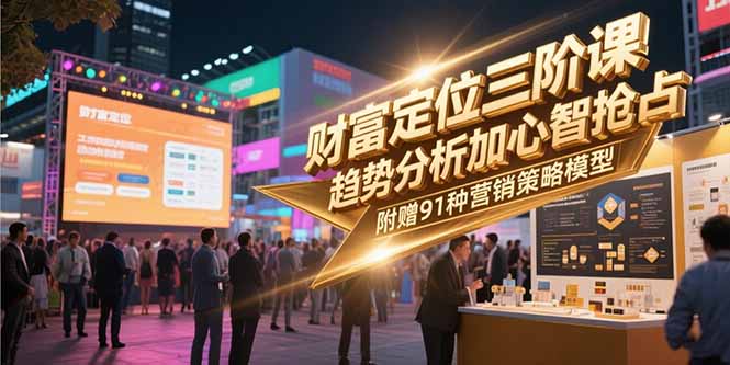财富定位三阶课，趋势分析加心智抢占，附赠91种营销策略模型-网创教程