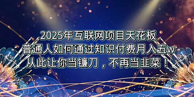 2025年互联网项目天花板，普通人如何通过卖项目实现逆风翻盘，月入5W＋！-网创教程