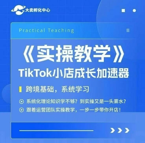 大卖家孵化中心TikTok实操课，TikTok小店成长加速器，跨境基础系统学习，一步一步带你开店-网创教程