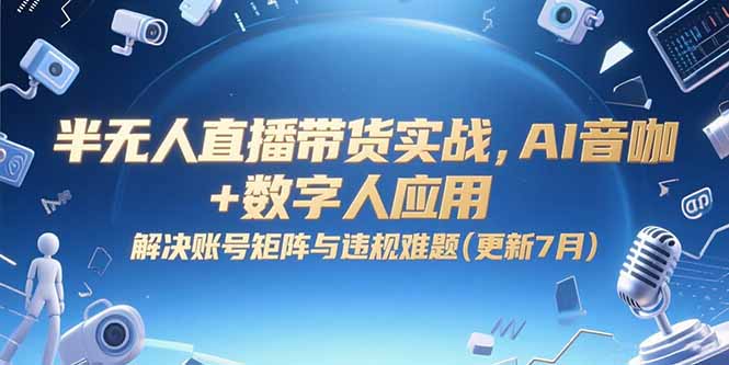 半无人直播带货实战，AI音咖+数字人应用 解决账号矩阵与违规难题(更新7月-网创教程