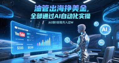 油管出海挣美金，全部通过AI自动化实操，从0到1实现月入过W-网创教程