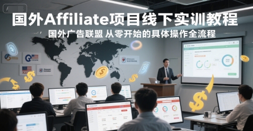 国外Affiliate项目线下实训教程，国外广告联盟从零开始的具体操作全流程-网创教程