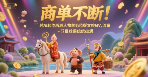 商单不断！纯AI制作西游人物羊毛毡版文旅MV，流量+节目效果统统拉满-网创教程