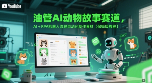 油管AI动物故事赛道，AI+RPA机器人流程自动化制作素材【保姆级教程】-网创教程