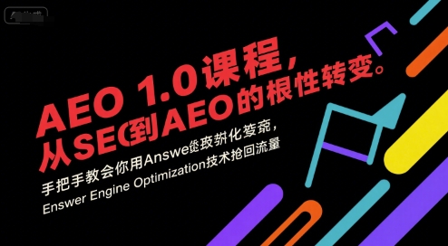 AEO 1.0 课程，从SEO到AE0的基命性转变，手把手教会你用AnswerEngineOptimization技术抢回流量-网创教程