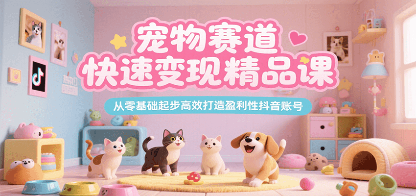 宠物赛道快速变现精品课，从零基础起步高效打造盈利性抖音账号-网创教程