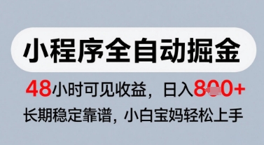 微信小程序全自动掘金，快速见收益，长期稳定靠谱，零基础友好，日入8张【揭秘】-网创教程