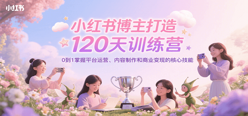 小红书博主打造120天训练营，0到1掌握平台运营、内容制作和商业变现-网创教程