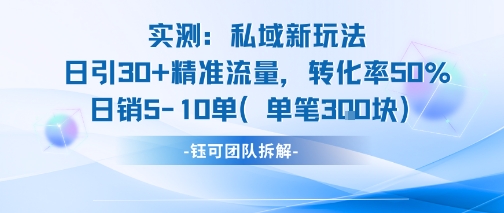 实测私域新玩法日引30加精准流量转化率50%日销5-10单每笔3张-网创教程
