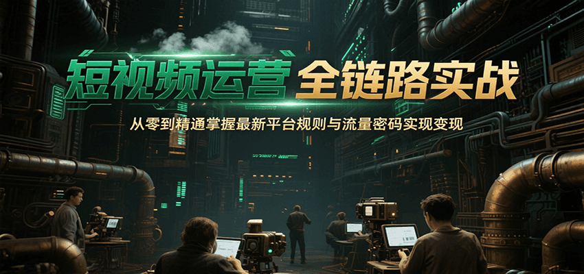 短视频运营全链路实战，从零到精通掌握最新平台规则与流量密码实现变现-网创教程