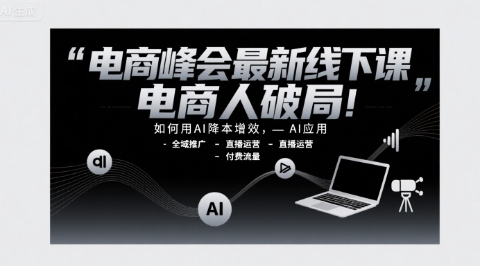 电商峰会最新线下课，电商人破局，如何用AI降本增效，AI应用-全域推广-直播运营-付费流量-网创教程