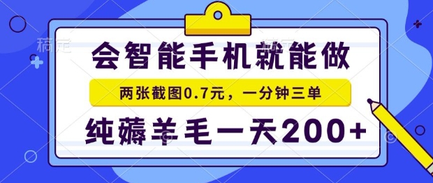 2025年零撸手机项目,二十秒一单,纯薅羊毛,一天200+做就有【揭秘】-网创教程