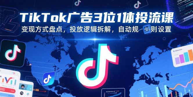 TikTok广告3位1体投流课，变现方式盘点，投放逻辑拆解，自动规则设置-网创教程