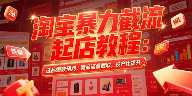 淘宝暴力截流起店教程：选品爆款预判，竞品流量截取，投产比提升-网创教程