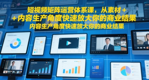 短视频矩阵运营体系课，从素材+内容生产角度快速放大你的商业结果-网创教程