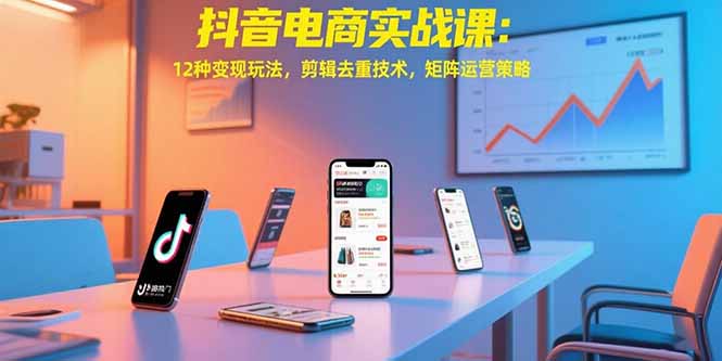 抖音电商实战课：12种变现玩法，剪辑去重技术，矩阵运营策略-网创教程