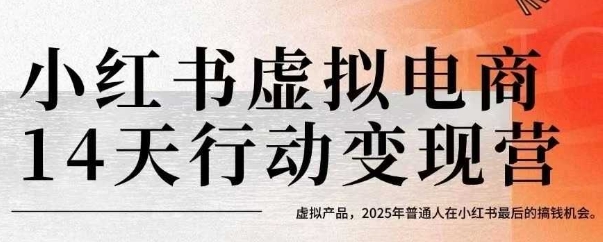 小红书虚拟电商14天变现训练营，虚拟产品，2025年普通人在小红书最后的搞钱机会-网创教程
