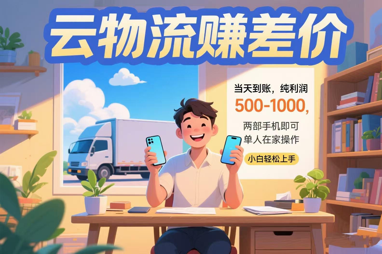 云物流赚差价 当天到账纯利润500-1000 两部手机即可 可单人在家操作 小...-网创教程