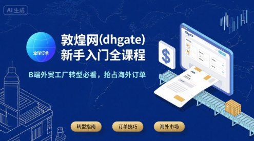 敦煌网(dhgate)新手入门全课程，B端外贸工厂转型必看，抢占海外订单-网创教程