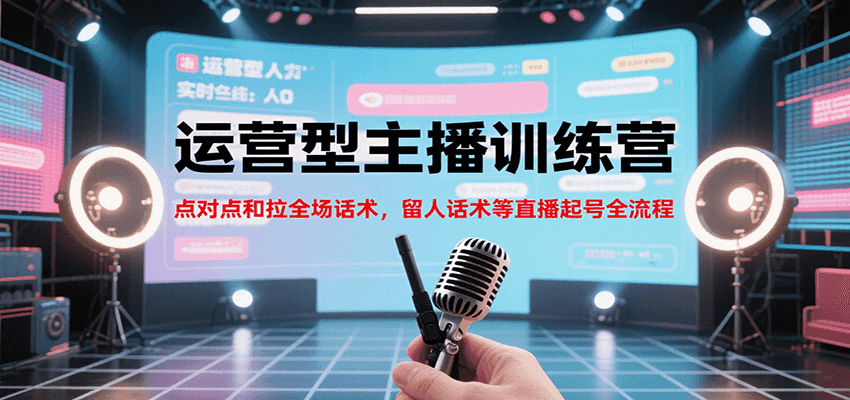 运营型主播训练营，点对点和拉全场话术，留人话术等直播起号全流程(更新7月)-网创教程