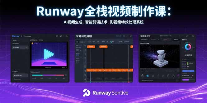 Runway全栈视频制作课：AI视频生成，智能剪辑技术，影视级特效处理系统-网创教程