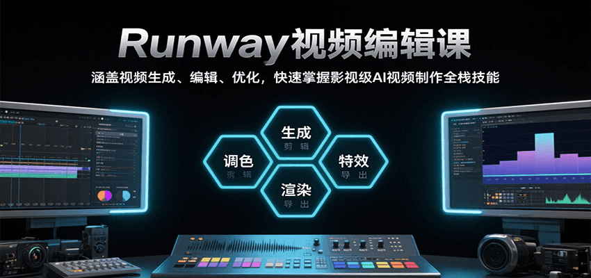 Runway视频编辑课，涵盖视频生成、编辑、优化，快速掌握影视级AI视频制作全栈技能-网创教程