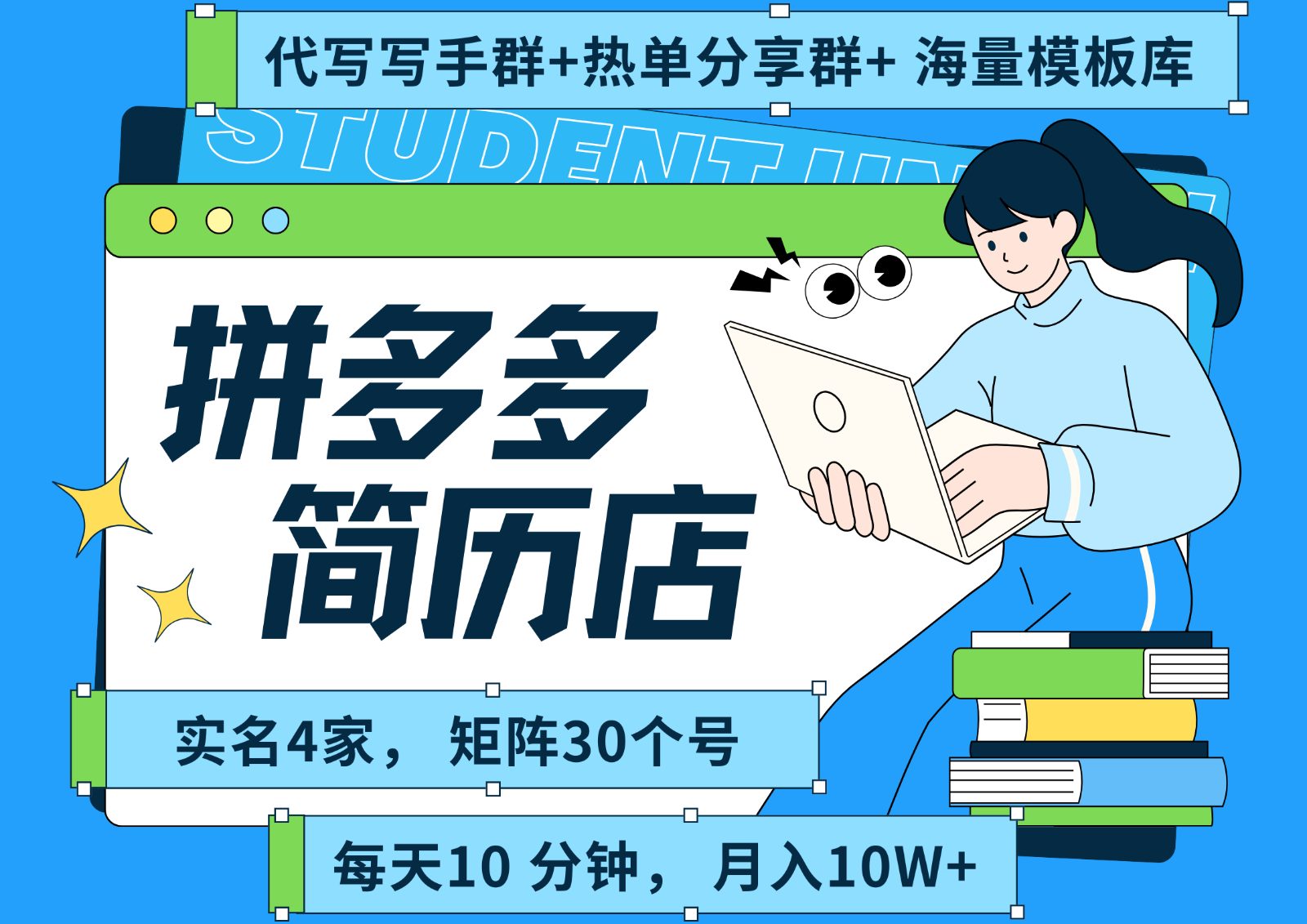 拼多多电商 拼多多 虚拟资料 简历 海报代写 全SOP流程 毫无保留分享(含后端资料)-网创教程