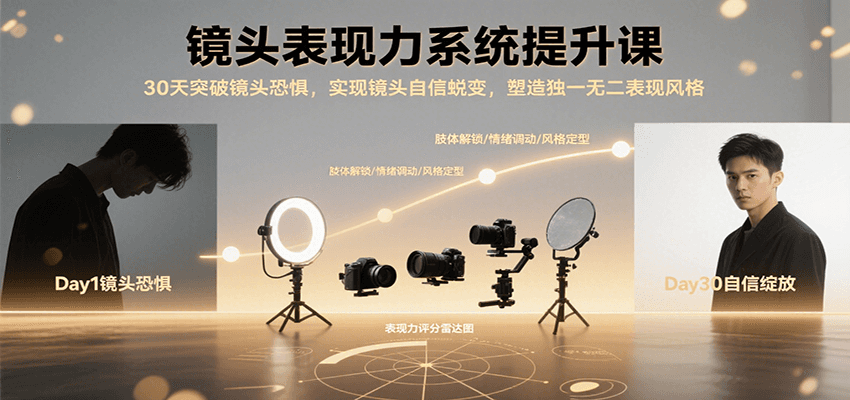 镜头表现力系统提升课，30天突破镜头恐惧实现自信蜕变，塑造独一无二表现风格-网创教程