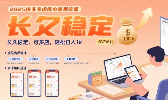 2025拼多多虚拟电商系统课，长久稳定，可多店，轻松日入1k-网创教程