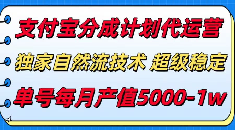 支付宝分成计划代运营，独家自然流技术，收益稳定，单号月产5000＋-网创教程
