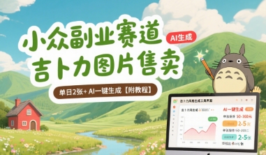 小众副业赛道 吉卜力图片售卖 单日2张+ AI一键生成【附教程】-网创教程