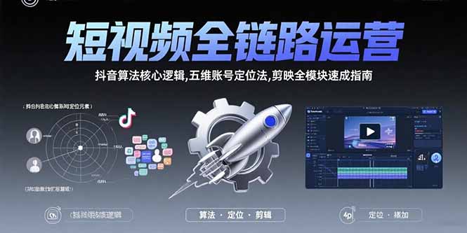 短视频全链路运营：抖音算法核心逻辑,五维账号定位法,剪映全模块速成指南-网创教程