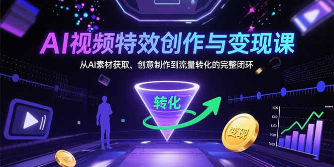 AI视频特效创作与变现课：从AI素材获取、创意制作到流量转化的完整闭环-网创教程