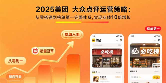 2025美团 大众点评运营策略:从零搭建到榜单第一完整体系,实现业绩10倍增长-网创教程