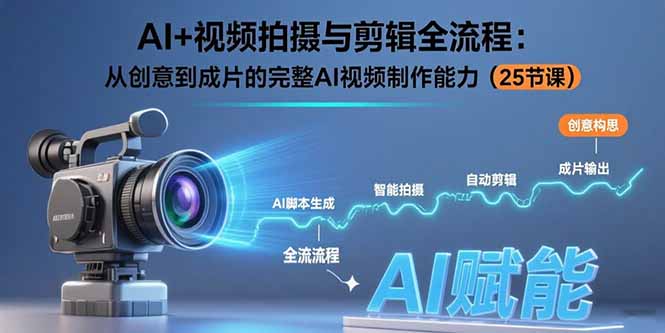 AI+视频拍摄与剪辑全流程：从创意到成片的完整AI视频制作能力(25节课-网创教程