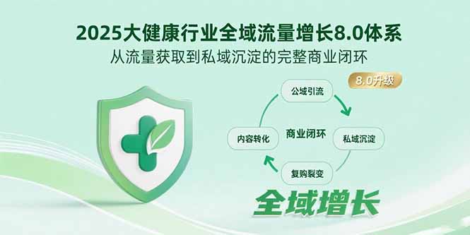 2025大健康行业全域流量增长8.0体系，从流量获取到私域沉淀的完整商业闭环-网创教程