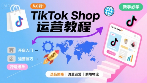 TikTok Shop从0到1运营教程，TikTok跨境电商新手必学课程-网创教程