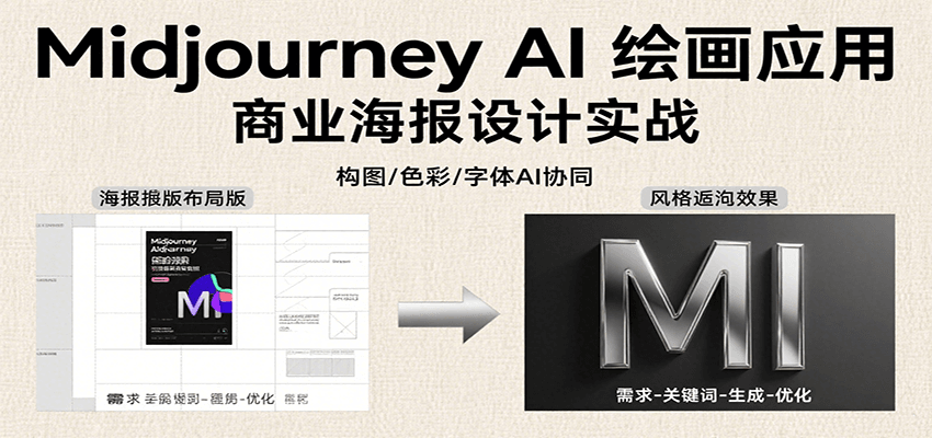 Midjourney AI绘画应用，关键词指令解析、漫画头像制作、海报设计、3D人物生成等-网创教程