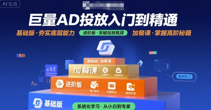 巨量AD投放入门到精通，基础版+进阶版+加餐课-网创教程