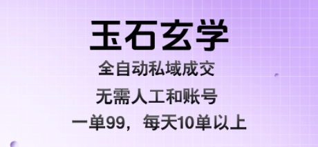 玉石玄学全自动私域成交，一单99每天十单以上，无需人工和矩阵账号，蓝海项目直接干【揭秘】-网创教程